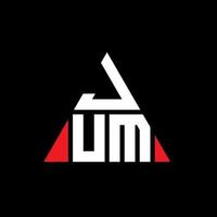 Jum-Dreieck-Buchstaben-Logo-Design mit Dreiecksform. Jum-Dreieck-Logo-Design-Monogramm. Jum-Dreieck-Vektor-Logo-Vorlage mit roter Farbe. jum dreieckiges logo einfaches, elegantes und luxuriöses logo. vektor
