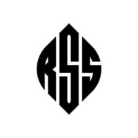 RSS-Kreisbuchstaben-Logo-Design mit Kreis- und Ellipsenform. RSS-Ellipsenbuchstaben mit typografischem Stil. Die drei Initialen bilden ein Kreislogo. RSS-Kreis-Emblem abstrakter Monogramm-Buchstaben-Markierungsvektor. vektor