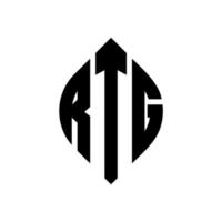 rtg-Kreisbuchstaben-Logo-Design mit Kreis- und Ellipsenform. RTG-Ellipsenbuchstaben mit typografischem Stil. Die drei Initialen bilden ein Kreislogo. RTG-Kreisemblem abstrakter Monogramm-Buchstabenmarkierungsvektor. vektor
