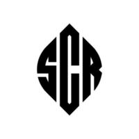 Scr-Kreis-Buchstaben-Logo-Design mit Kreis- und Ellipsenform. Scr-Ellipsenbuchstaben mit typografischem Stil. Die drei Initialen bilden ein Kreislogo. Scr-Kreis-Emblem abstrakter Monogramm-Buchstaben-Markierungsvektor. vektor