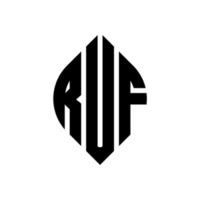 Ruf-Kreis-Buchstaben-Logo-Design mit Kreis- und Ellipsenform. Ruf Ellipsenbuchstaben mit typografischem Stil. Die drei Initialen bilden ein Kreislogo. Ruf-Kreis-Emblem abstrakter Monogramm-Buchstaben-Markierungsvektor. vektor