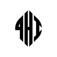 Qhi-Kreis-Buchstaben-Logo-Design mit Kreis- und Ellipsenform. qhi Ellipsenbuchstaben mit typografischem Stil. Die drei Initialen bilden ein Kreislogo. Qhi-Kreis-Emblem abstrakter Monogramm-Buchstaben-Markenvektor. vektor