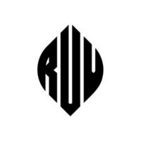 ruv-Kreisbuchstaben-Logo-Design mit Kreis- und Ellipsenform. ruv ellipsenbuchstaben mit typografischem stil. Die drei Initialen bilden ein Kreislogo. ruv-Kreis-Emblem abstrakter Monogramm-Buchstaben-Markierungsvektor. vektor