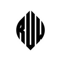 ruw-Kreis-Buchstaben-Logo-Design mit Kreis- und Ellipsenform. ruw Ellipsenbuchstaben mit typografischem Stil. Die drei Initialen bilden ein Kreislogo. ruw-Kreis-Emblem abstrakter Monogramm-Buchstaben-Markierungsvektor. vektor