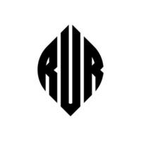 rur cirkel bokstavslogotyp design med cirkel och ellipsform. rur ellips bokstäver med typografisk stil. de tre initialerna bildar en cirkellogotyp. rur cirkel emblem abstrakt monogram brev märke vektor. vektor