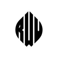 rwv-Kreisbuchstaben-Logo-Design mit Kreis- und Ellipsenform. rwv Ellipsenbuchstaben mit typografischem Stil. Die drei Initialen bilden ein Kreislogo. rwv Kreisemblem abstrakter Monogramm-Buchstabenmarkierungsvektor. vektor