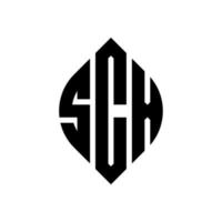 scx-Kreisbuchstaben-Logo-Design mit Kreis- und Ellipsenform. scx ellipsenbuchstaben mit typografischem stil. Die drei Initialen bilden ein Kreislogo. scx-Kreis-Emblem abstrakter Monogramm-Buchstaben-Markierungsvektor. vektor