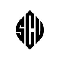 scu-Kreis-Buchstaben-Logo-Design mit Kreis- und Ellipsenform. scu-Ellipsenbuchstaben mit typografischem Stil. Die drei Initialen bilden ein Kreislogo. scu-Kreis-Emblem abstrakter Monogramm-Buchstaben-Markierungsvektor. vektor