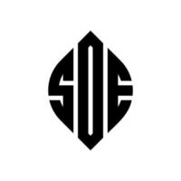 SDE-Kreis-Buchstaben-Logo-Design mit Kreis- und Ellipsenform. sde Ellipsenbuchstaben mit typografischem Stil. Die drei Initialen bilden ein Kreislogo. SDE-Kreis-Emblem abstrakter Monogramm-Buchstaben-Markierungsvektor. vektor
