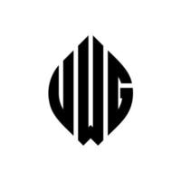 uwg-Kreisbuchstaben-Logo-Design mit Kreis- und Ellipsenform. uwg ellipsenbuchstaben mit typografischem stil. Die drei Initialen bilden ein Kreislogo. UWG-Kreis-Emblem abstrakter Monogramm-Buchstaben-Markierungsvektor. vektor