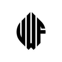 UWF-Kreisbuchstaben-Logo-Design mit Kreis- und Ellipsenform. UWF-Ellipsenbuchstaben mit typografischem Stil. Die drei Initialen bilden ein Kreislogo. uwf-Kreis-Emblem abstrakter Monogramm-Buchstaben-Markenvektor. vektor