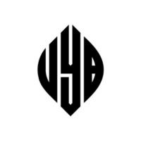 uyb-Kreisbuchstaben-Logo-Design mit Kreis- und Ellipsenform. uyb Ellipsenbuchstaben mit typografischem Stil. Die drei Initialen bilden ein Kreislogo. Uyb-Kreis-Emblem abstrakter Monogramm-Buchstaben-Markenvektor. vektor