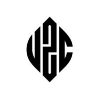 uzc-Kreisbuchstaben-Logo-Design mit Kreis- und Ellipsenform. uzc Ellipsenbuchstaben mit typografischem Stil. Die drei Initialen bilden ein Kreislogo. uzc-Kreis-Emblem abstrakter Monogramm-Buchstaben-Markierungsvektor. vektor