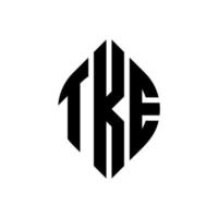 tke-Kreis-Buchstaben-Logo-Design mit Kreis- und Ellipsenform. tke Ellipsenbuchstaben mit typografischem Stil. Die drei Initialen bilden ein Kreislogo. tke Kreisemblem abstrakter Monogramm-Buchstabenmarkierungsvektor. vektor