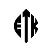 etk-Kreisbuchstaben-Logo-Design mit Kreis- und Ellipsenform. etk Ellipsenbuchstaben mit typografischem Stil. Die drei Initialen bilden ein Kreislogo. etk-Kreis-Emblem abstrakter Monogramm-Buchstaben-Markierungsvektor. vektor