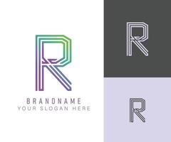 monogramm-logo-alphabet-buchstabe r mit neonfarbe, geeignet für logos, titel und überschriften vektor