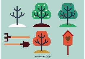 Säsongsbetonade träd och trädgårdsvektorer vektor