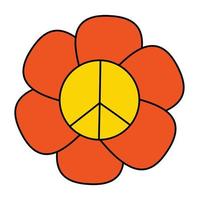 klistermärke Stillahavsblomma. hippie symbol vektor