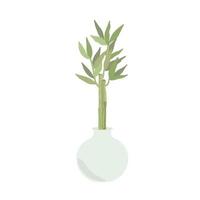 bambuspflanze in einer vase, einfache flache vektorillustration, traditionelle japanische pflanze, orientalische dekorative wiederholungsverzierung für textildesign, stoffe, wohnkultur, zen-konzept vektor