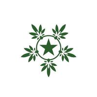 grüner kreis hanf cannabis star illustration logo design vektor