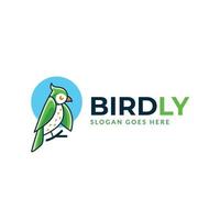 grüner Vogel einfaches Tiermaskottchen-Logo vektor
