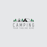 Logo-Vorlage für Outdoor-Camping und Abenteuer. Reise, Urlaub, Wald, Strichzeichnungen, Retro-Vektorillustration, -Vektor vektor