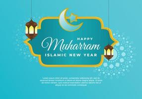islamiskt nyår muharram med två lyktor, halvmåne och stjärna vektor