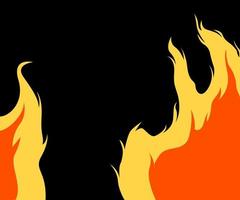 Feuer, Flamme im dunklen Hintergrund, Kunst, Wellenkunstdesign, abstrakter Vektorhintergrund, orange und roter Hintergrund vektor