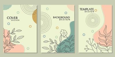 Reihe von Cover-Vorlagen für abstrakte Naturthemen. weißer hintergrund mit handgezeichneten blattelementen. für Kataloge, Prospekte vektor