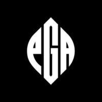 PGA-Kreisbuchstaben-Logo-Design mit Kreis- und Ellipsenform. pga-ellipsenbuchstaben mit typografischem stil. Die drei Initialen bilden ein Kreislogo. PGA-Kreis-Emblem abstrakter Monogramm-Buchstaben-Markierungsvektor. vektor