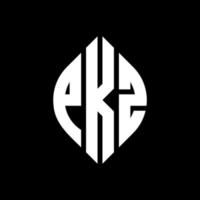 pkz-Kreisbuchstaben-Logo-Design mit Kreis- und Ellipsenform. pkz Ellipsenbuchstaben mit typografischem Stil. Die drei Initialen bilden ein Kreislogo. pkz-Kreis-Emblem abstrakter Monogramm-Buchstaben-Markierungsvektor. vektor