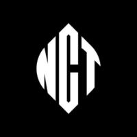 nct cirkel bokstavslogotyp design med cirkel och ellipsform. nct ellipsbokstäver med typografisk stil. de tre initialerna bildar en cirkellogotyp. nct cirkel emblem abstrakt monogram brev märke vektor. vektor