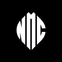 nmc-Kreisbuchstaben-Logo-Design mit Kreis- und Ellipsenform. nmc ellipsenbuchstaben mit typografischem stil. Die drei Initialen bilden ein Kreislogo. nmc-Kreis-Emblem abstrakter Monogramm-Buchstaben-Markierungsvektor. vektor