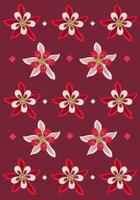 Winky Double Red White Flowers Wallpaper für Grafikdesign und dekoratives Element vektor