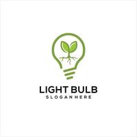 ekologi glödlampa med blad logotyp. energisparande lampa symbol, ikon. vektor