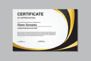 certifikatmalldesign med guld och svart färg för företag och andra. vektor