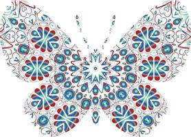 Schmetterlings-Mandala-Ornament handgezeichneter Vektor kann für Textiltelefonhüllen-Druckgrußkarten usw. verwendet werden