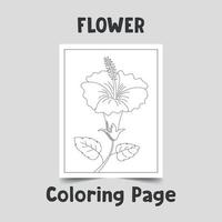 blomma målarbok, blomma linjekonst på a4 sida, blomkontur på vit bakgrund, underbar blomkontur, handritad blomvektor vektor