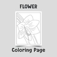 Blumenmalseite, Blumenstrichkunst auf A4-Seite, Blumenumriss auf weißem Hintergrund, wunderbarer Blumenumriss, handgezeichneter Blumenvektor vektor