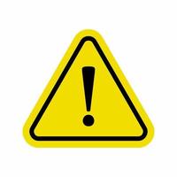 Aufmerksamkeitszeichen oder Warnung Vorsicht Ausrufezeichen, Gefahrenvektor gelbes Dreieck Lagervektorillustration