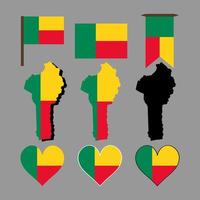 benin. Benins karta och flagga. vektor illustration.