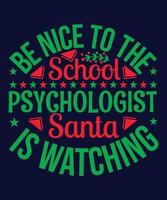 Sei nett zu dem Schulpsychologen, den der Weihnachtsmann beobachtet vektor