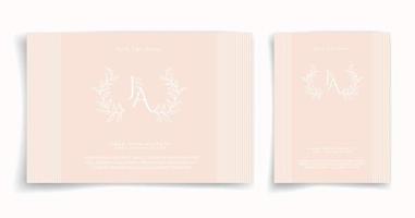 naturligt bröllopskort eller inbjudningskort på rosa bakgrund elegant och lyxig stil. känns fräsch med löv och naturligt tema. vektor