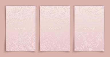 blad omslag design bakgrundsuppsättning eller tapet. abstrakt bakgrund. löv rosa gradient på rosa bakgrund. elegant vektormönster för lyxinbjudan, meny, botanisk affisch, bröllopsinbjudan vektor