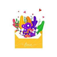 Umschlag mit Blume und Liebe vektor