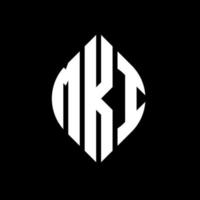 mki-Kreisbuchstaben-Logo-Design mit Kreis- und Ellipsenform. mki Ellipsenbuchstaben mit typografischem Stil. Die drei Initialen bilden ein Kreislogo. MKI-Kreis-Emblem abstrakter Monogramm-Buchstaben-Markierungsvektor. vektor