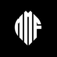 MMF-Kreisbuchstaben-Logo-Design mit Kreis- und Ellipsenform. mmf-ellipsenbuchstaben mit typografischem stil. Die drei Initialen bilden ein Kreislogo. MMF-Kreis-Emblem abstrakter Monogramm-Buchstaben-Markenvektor. vektor