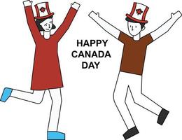 pojke och flicka firar Kanadas dag. vektor
