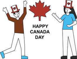 pojke och flicka firar Kanadas dag. vektor