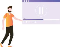 Der Junge sieht sich das Video live an. vektor